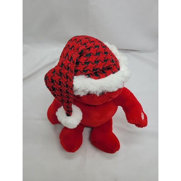 Vintage Smile Happy Face Giggle Plush Red With  Santa Hat 12" NOT WORKING - Picture 5 of 16